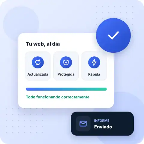 Página web actualizada, protegida y rápida con informe de mantenimiento enviado