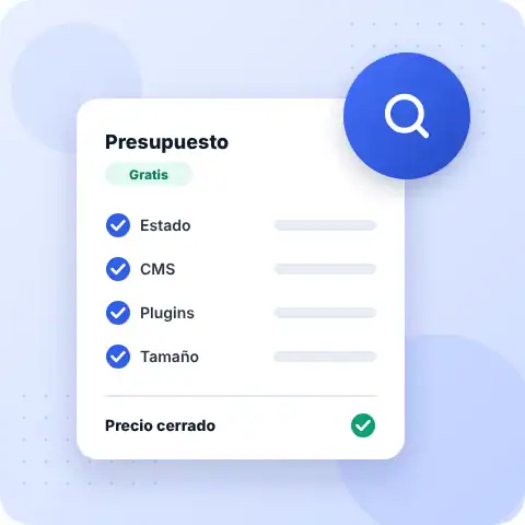 Revisión gratuita de la web y presupuesto cerrado según su estado, CMS, plugins y tamaño