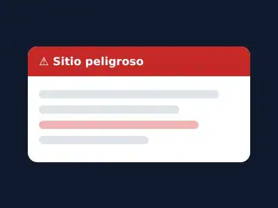 Aviso de virus en una página web infectada